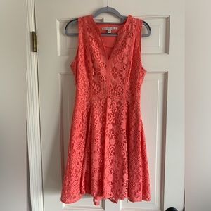 Lauren Conrad Floral Lace Dress Coral Size: 8